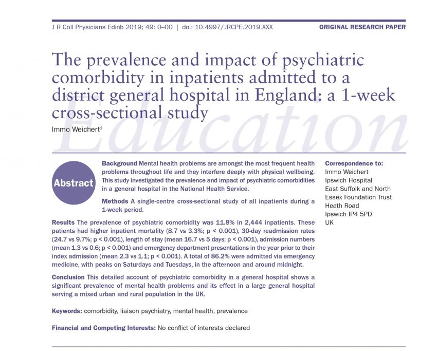 Prevalence and impact of psychiatric comorbidity in all patients admitted to a general hospital in England