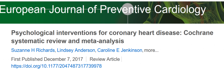 Psychological intervention improves psychological symptoms and reduces cardiac mortality for people with Coronary Heart Disease (CHD)